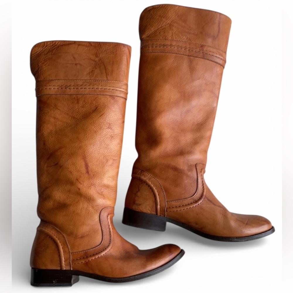 Frye Tall Leather Riding Boots - Cognac